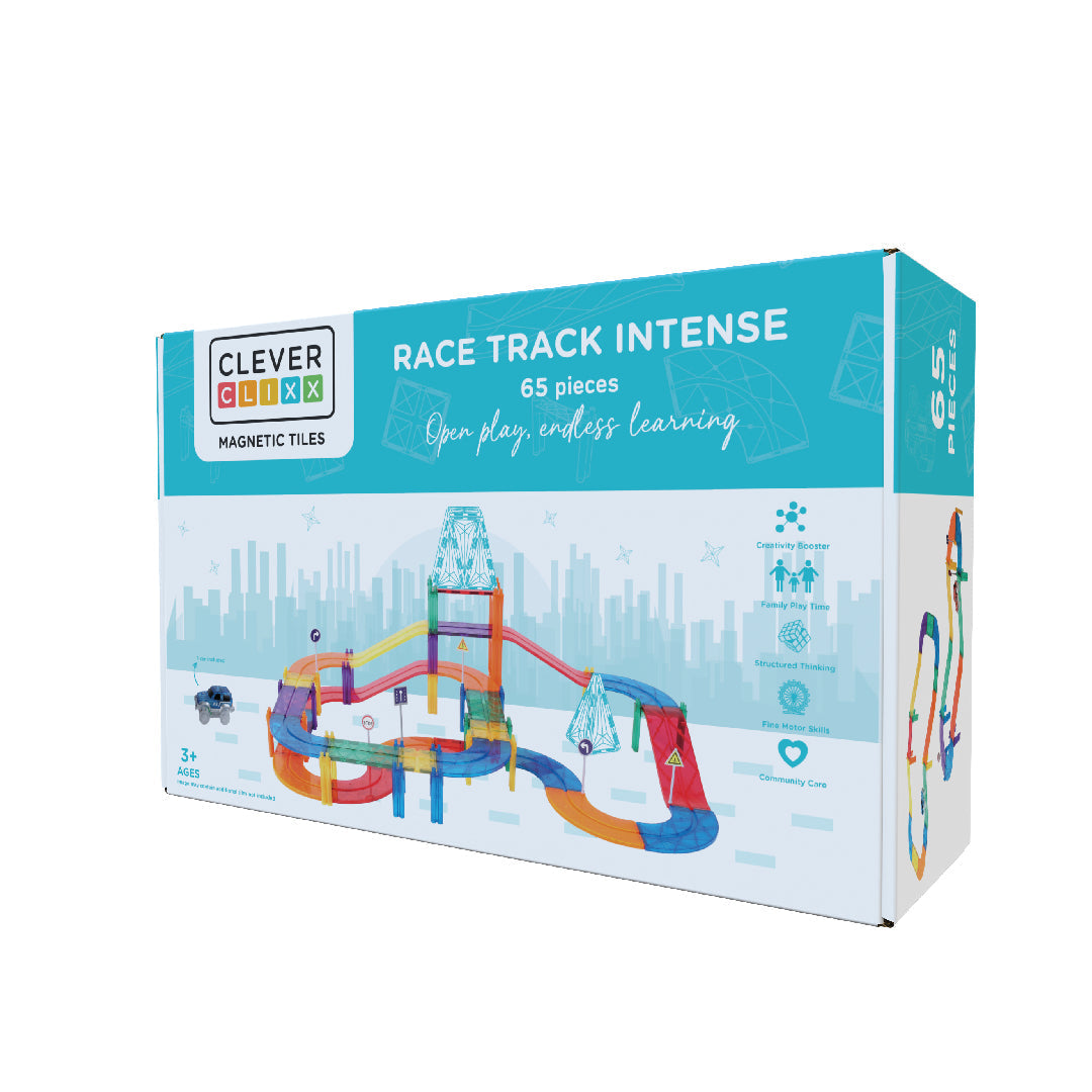 CleverClixx Race Track Intense Magnetic Building Set – 65 Pieces